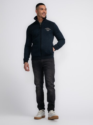 Petrol Industries Gebreid vest 'Naukati' in Blauw: voorkant
