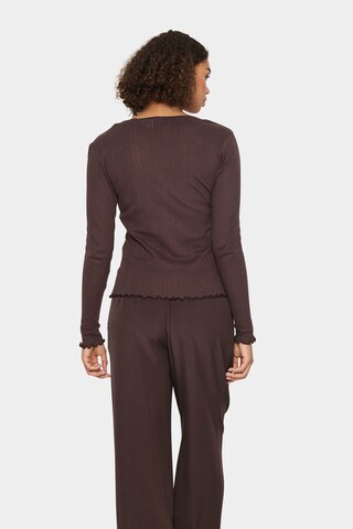 SAINT TROPEZ Knit cardigan 'Gru' in Brown