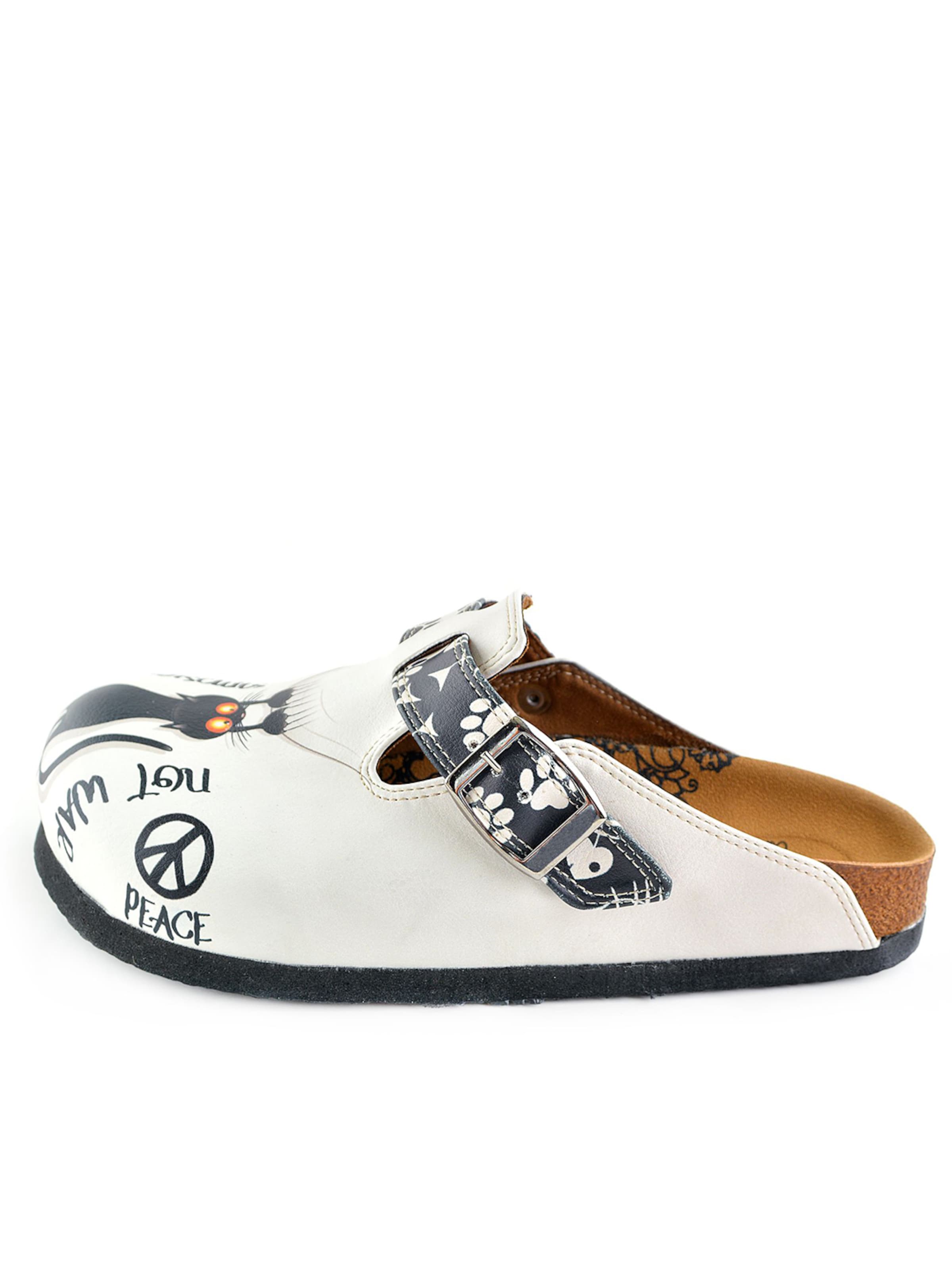 Goby Clogs 'Women shoes Goby-Calceo mules with cats WCAL342' in White: front