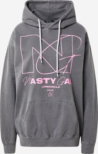 Nasty Gal Sportisks džemperis, krāsa - tumši pelēks / gaiši rozā, Preces skats