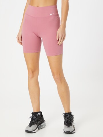 Skinny Pantalon de sport 'One' NIKE en rose : devant