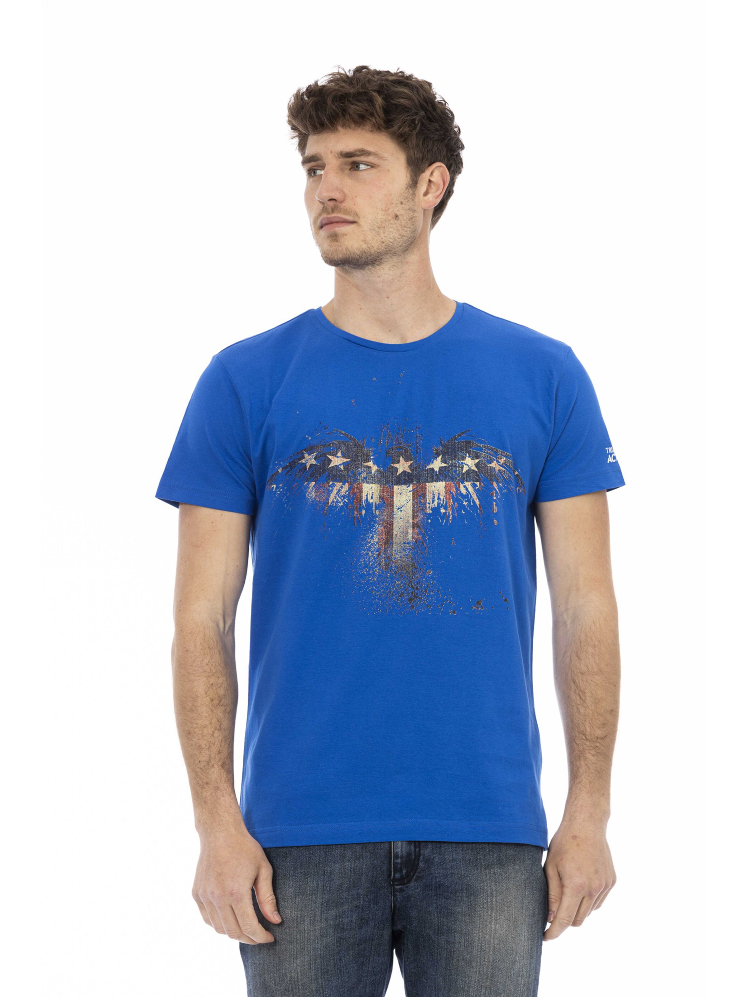 Top 'T-Shirt Uomo Valoris Misto Cotone Viscosa Stampa Aquila' di Trussardi in blu: frontale