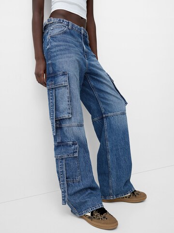 Wide leg Pantaloni eleganți de la Bershka pe albastru