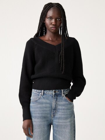 Pull-over Pull&Bear en noir : devant