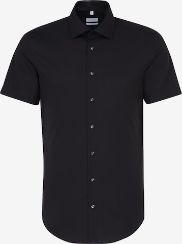 SEIDENSTICKER Slim fit Button Up Shirt in Black: front