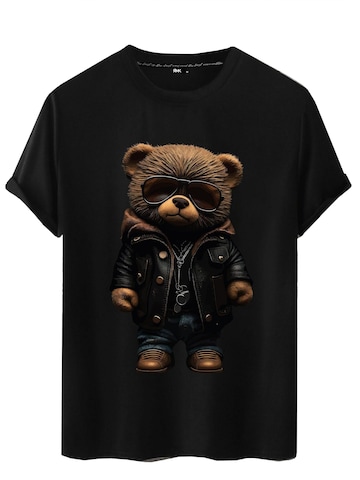 RMK Shirt '“Teddybär Sonnenbrille Lederjacke”'‌‌‌ in Schwarz: Vorderseite
