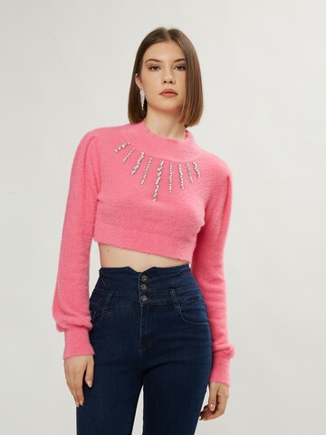 Pullover di Influencer in rosa: frontale