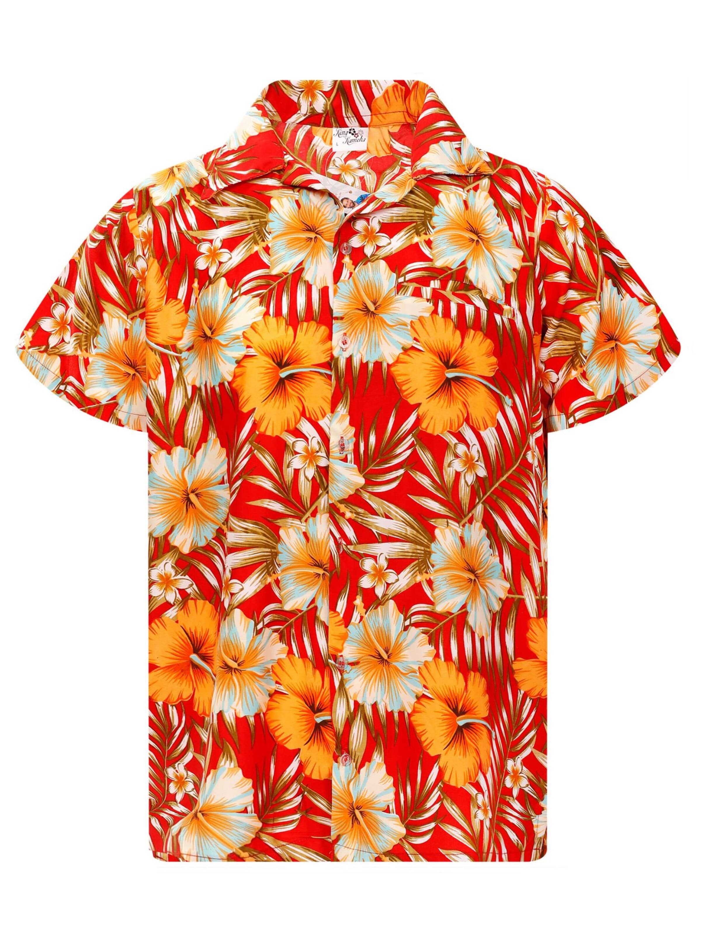 Camicia 'Tropical Hibiscus' di King Kameha in giallo: frontale