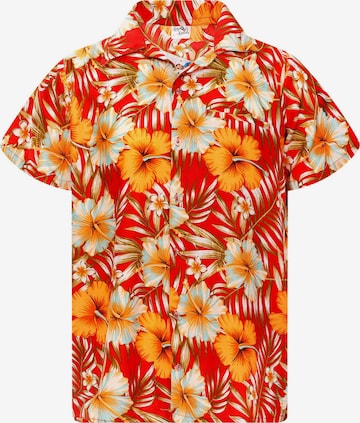 Camicia 'Tropical Hibiscus' di King Kameha in giallo: frontale