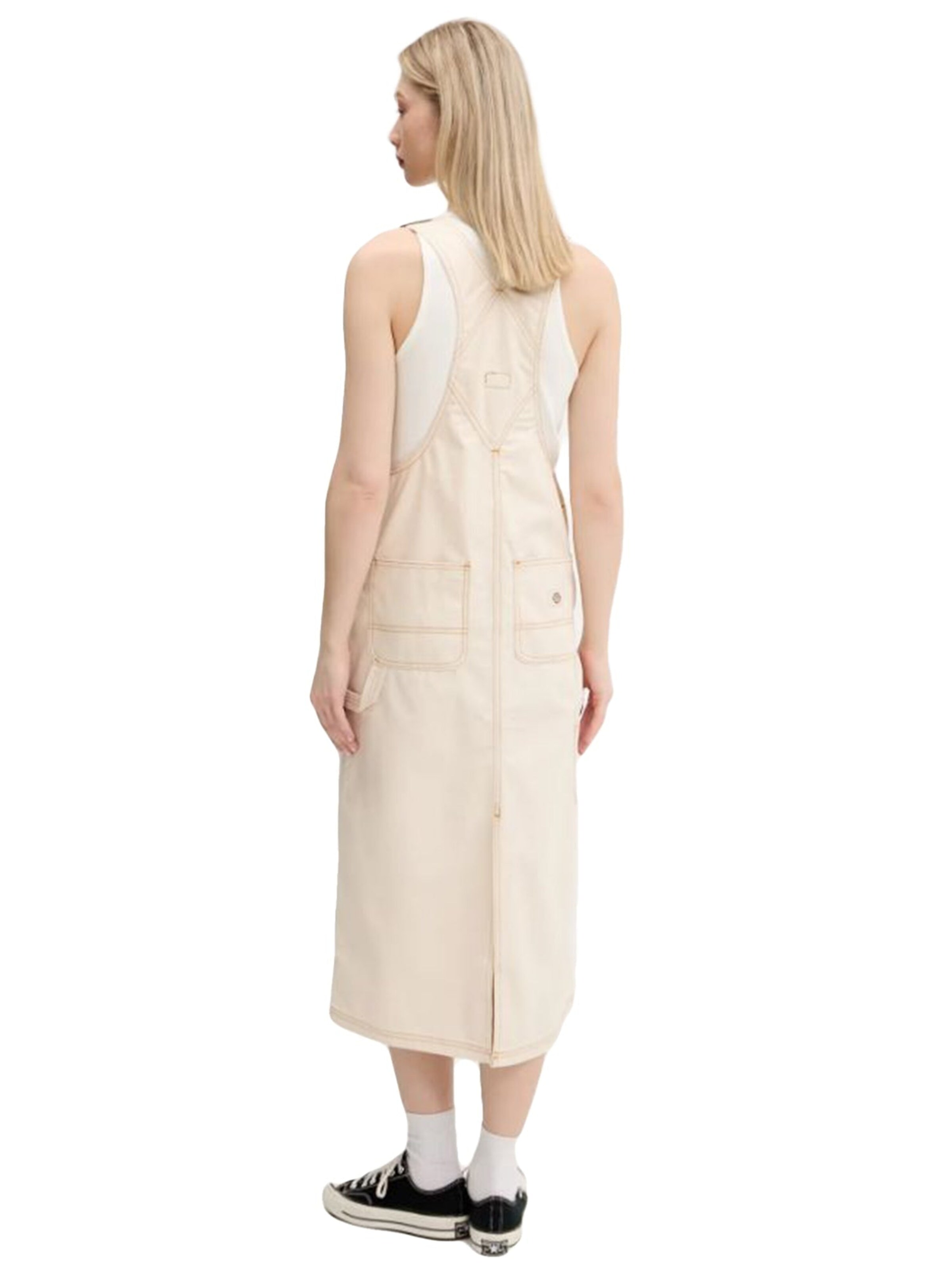 DICKIES Overall-nederdel 'BIB LONG OVERALL DRESS W WHITECAP GRAY' i beige