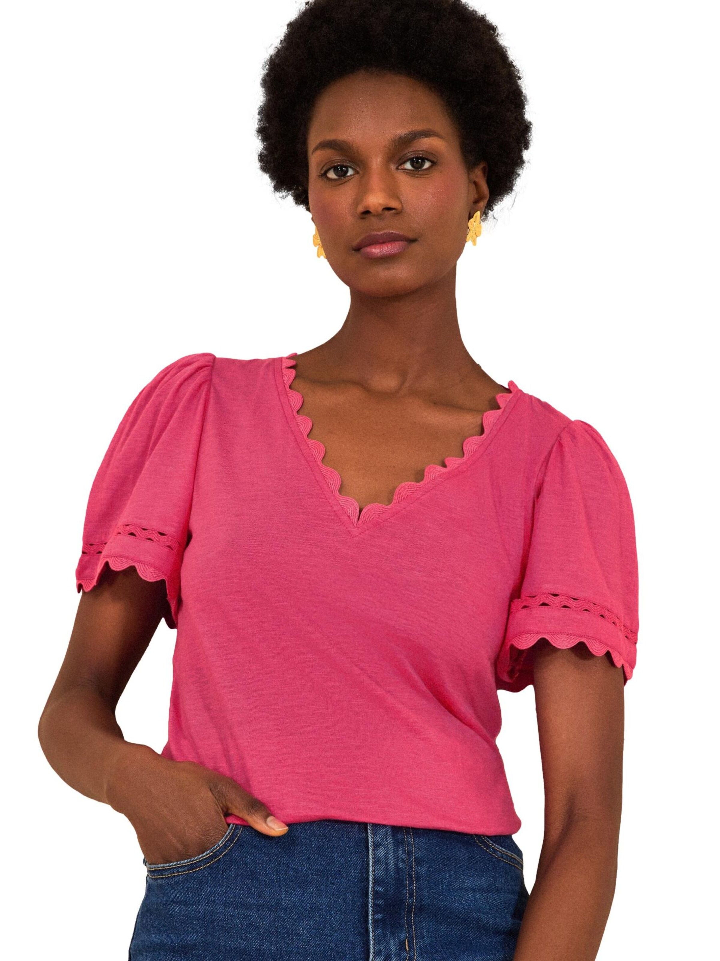 love & roses Футболка в Ярко-розовый: спереди