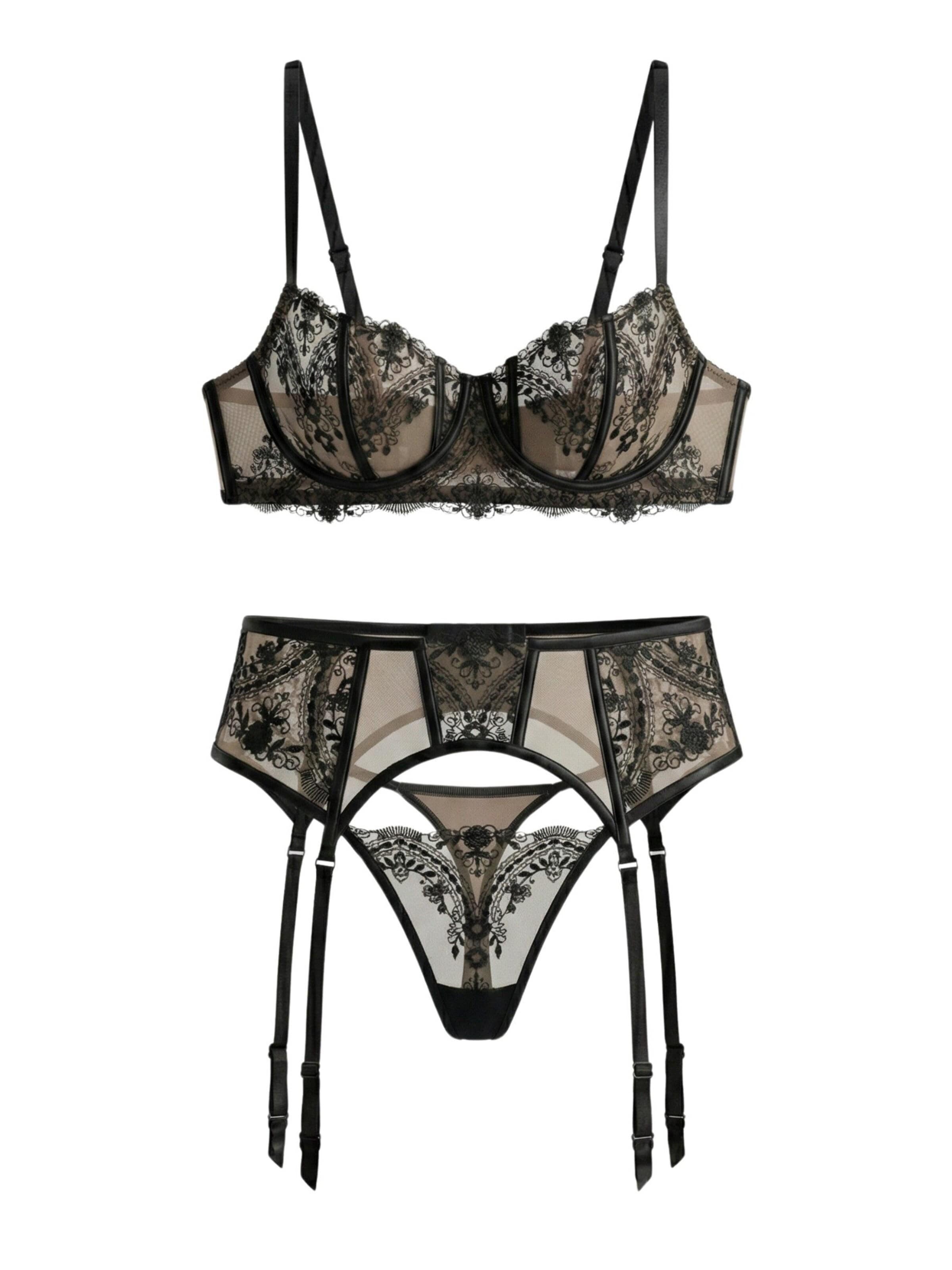Orchibelle Balconette Wäsche-Sets 'Sabrina'‌‌‌‌ in Schwarz: Vorderseite