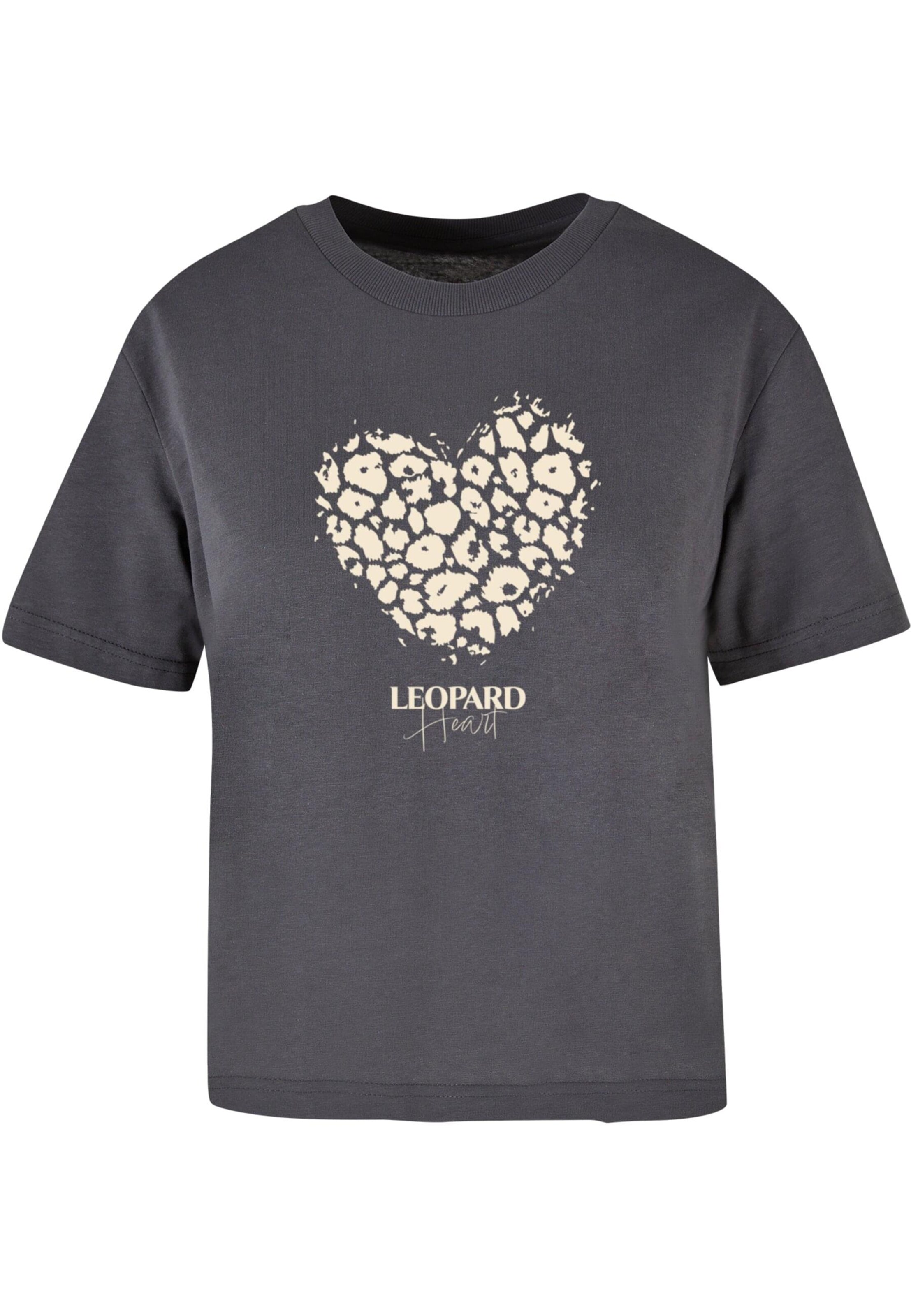 Merchcode Shirt 'Leopard Heart' in Grey: front