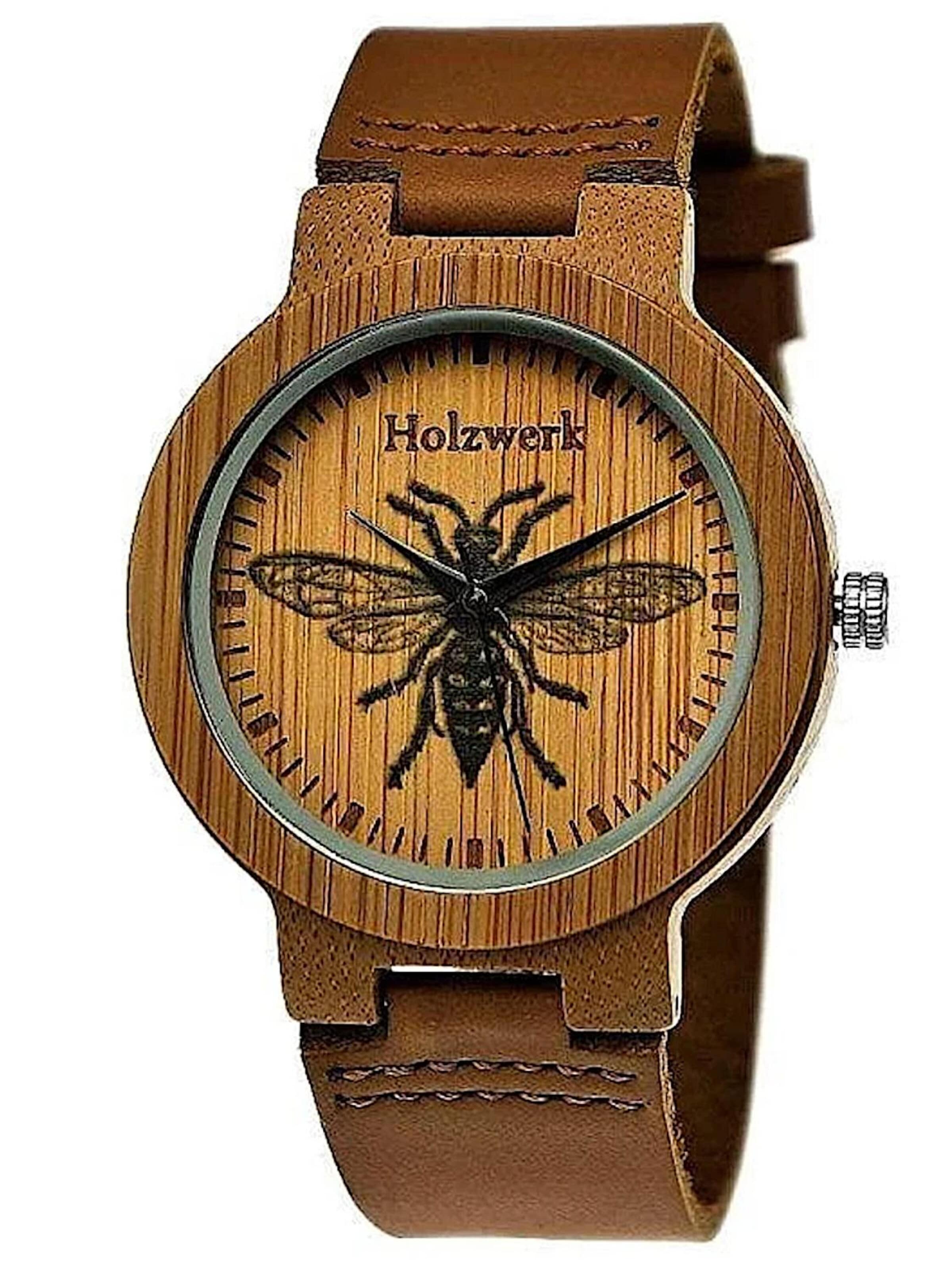 Holzwerk - Reloj analógico 'MY BEE' en marrón: frente
