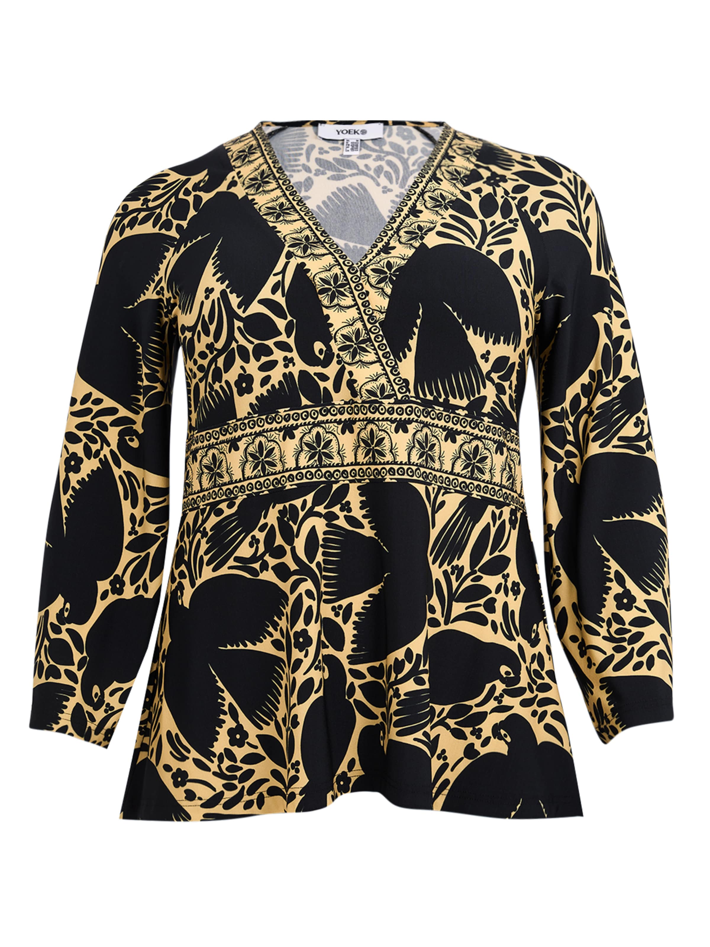 YOEK Shirt in de kleur Geel / Zwart, Productweergave
