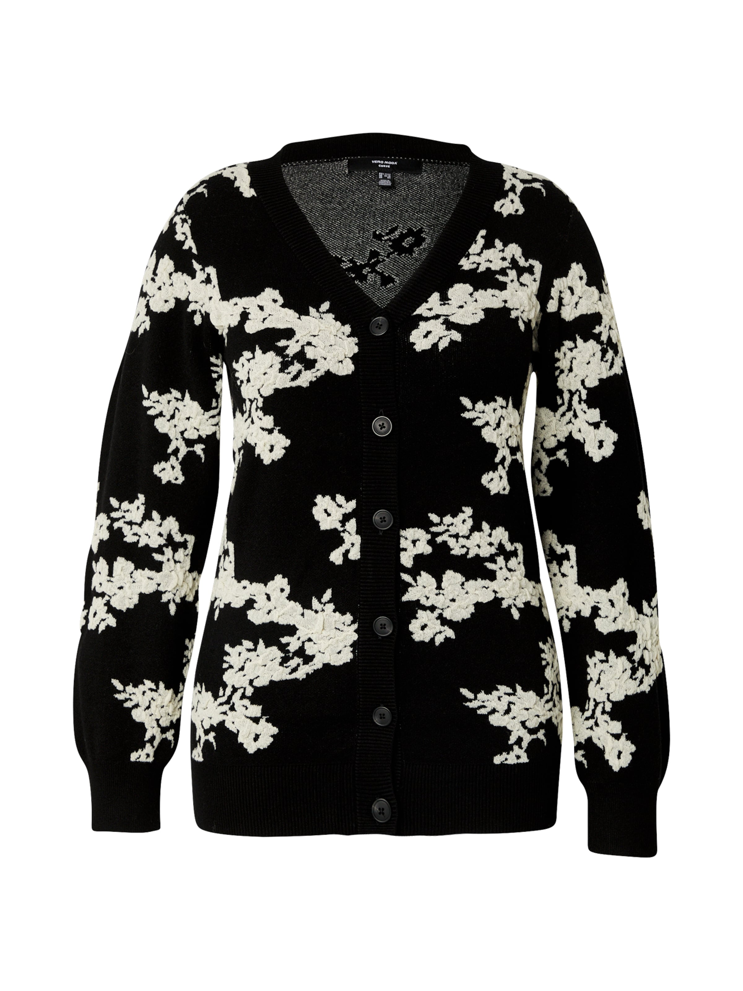 Vero Moda Curve Knit Cardigan 'VMCNANCY' in Black: front