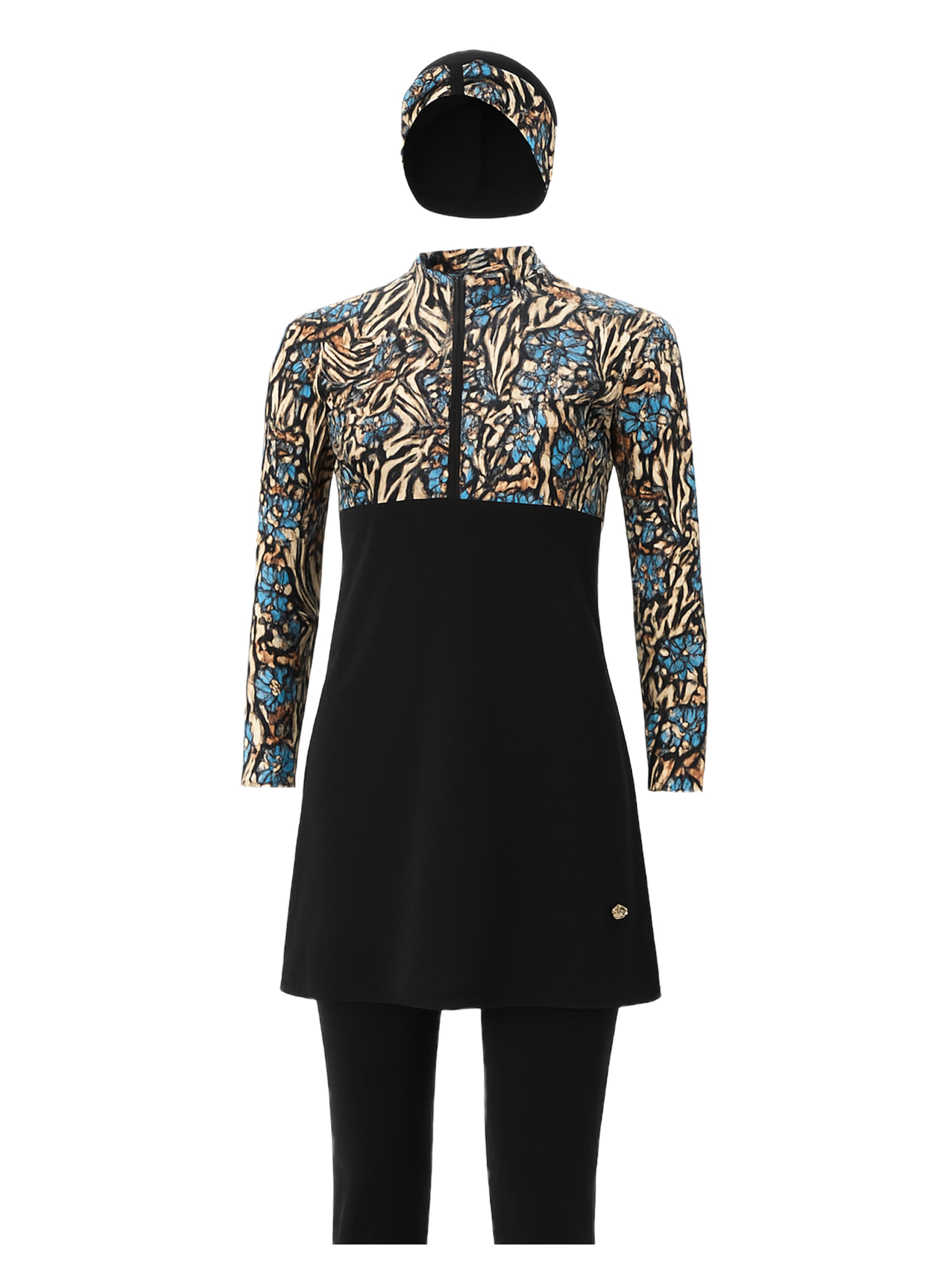 C&City Hidschab-Badeanzug in beige / azur / brokat / schwarz, Produktansicht