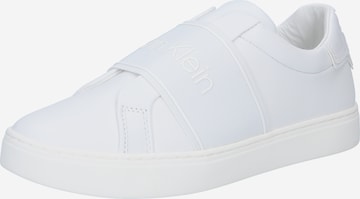 Calvin Klein - Zapatillas sin cordones en blanco: frente