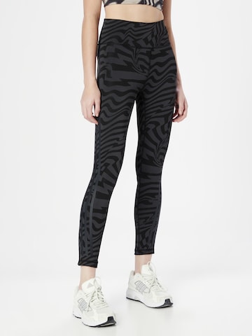 ADIDAS PERFORMANCESkinny Sportske hlače 'Optime Trainicons Jacquard 3-Stripes' - crna boja: prednji dio