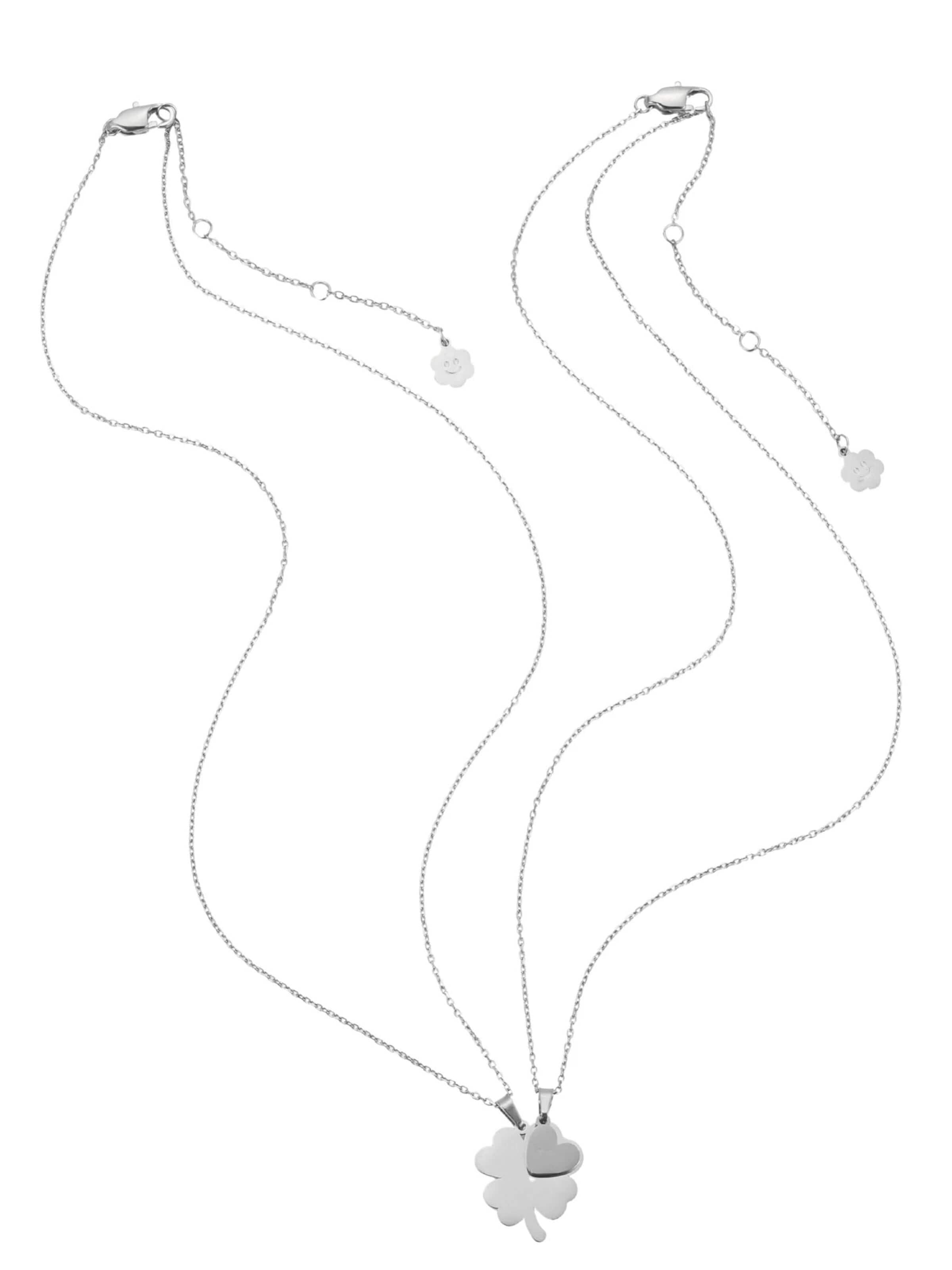 Chaîne 'Interlocking Clover & Heart' Hey Happiness en argent