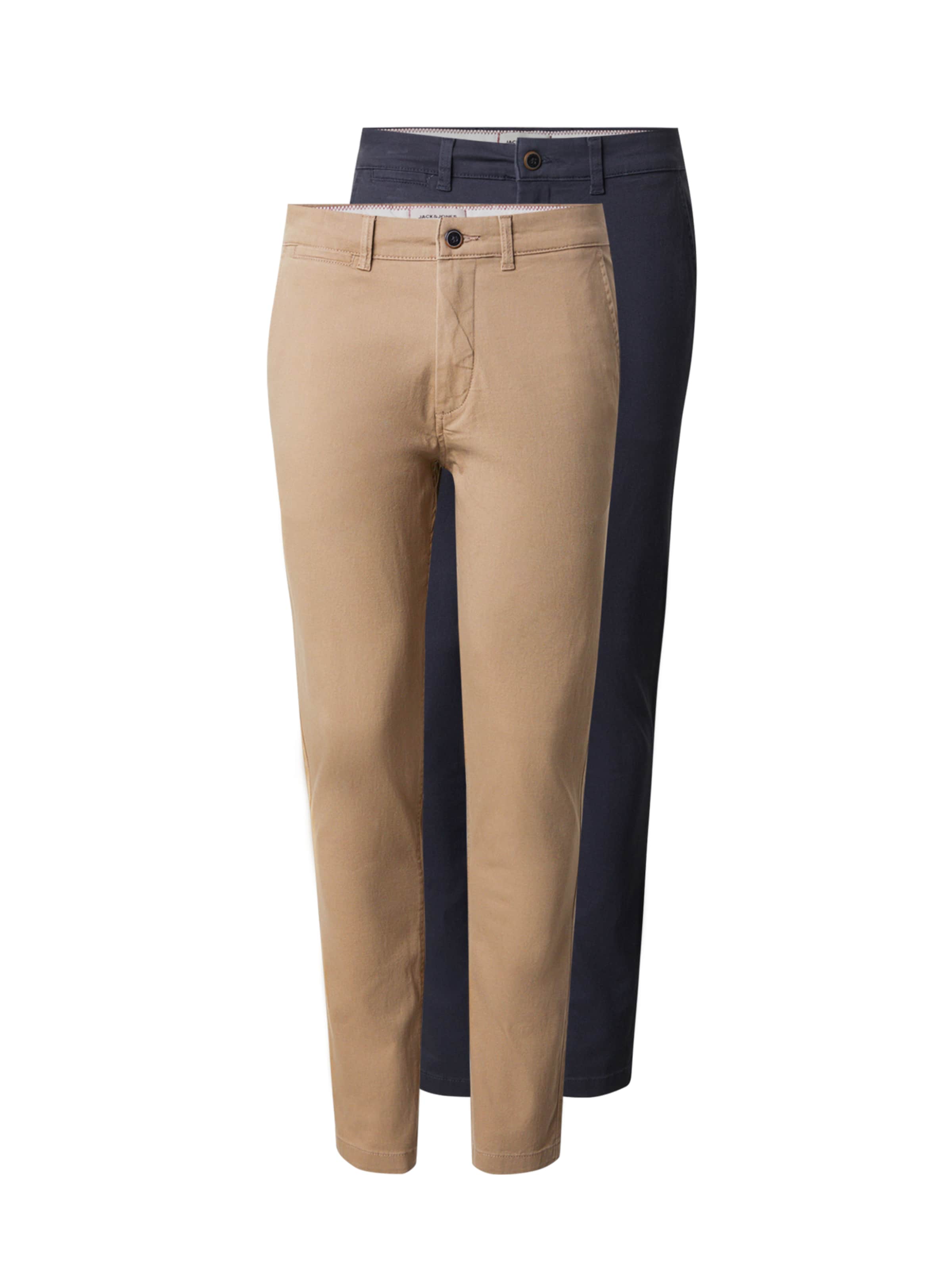 JACK & JONES Slimfit Lærredsbukser 'Macro Dave' i beige: forside