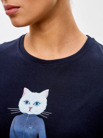 Cat e Lolette Shirt 'Sport cat with dumbbells'‌‌ in Blau