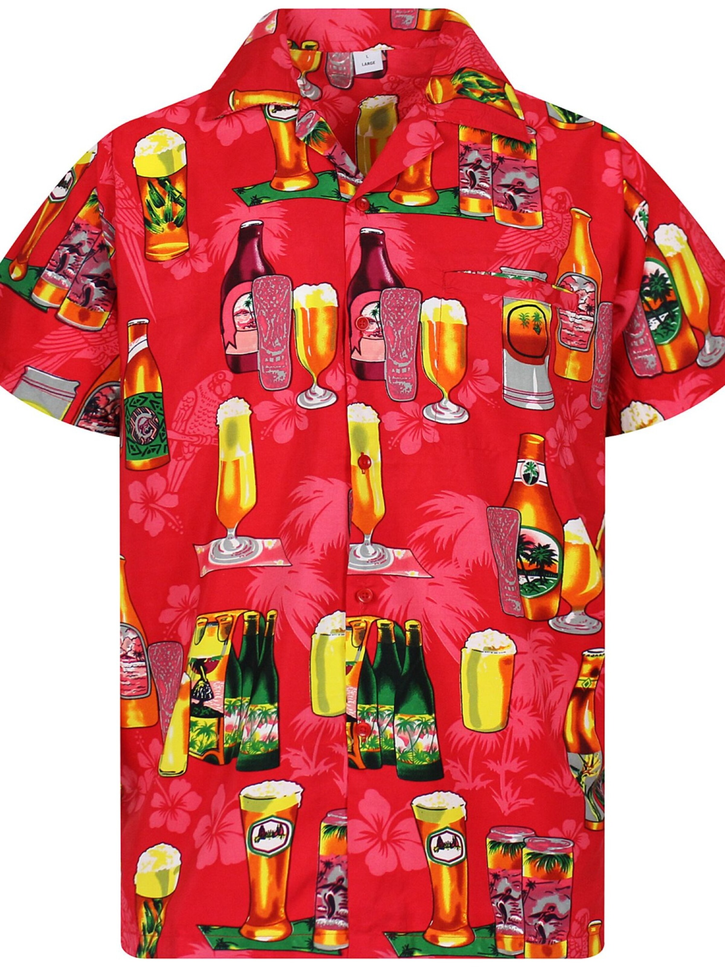King Kameha Shirt 'Beerbottle' in Red