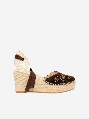 Alhamas - Sandalias 'Alpargata Cuña 8 cm' en marrón: frente