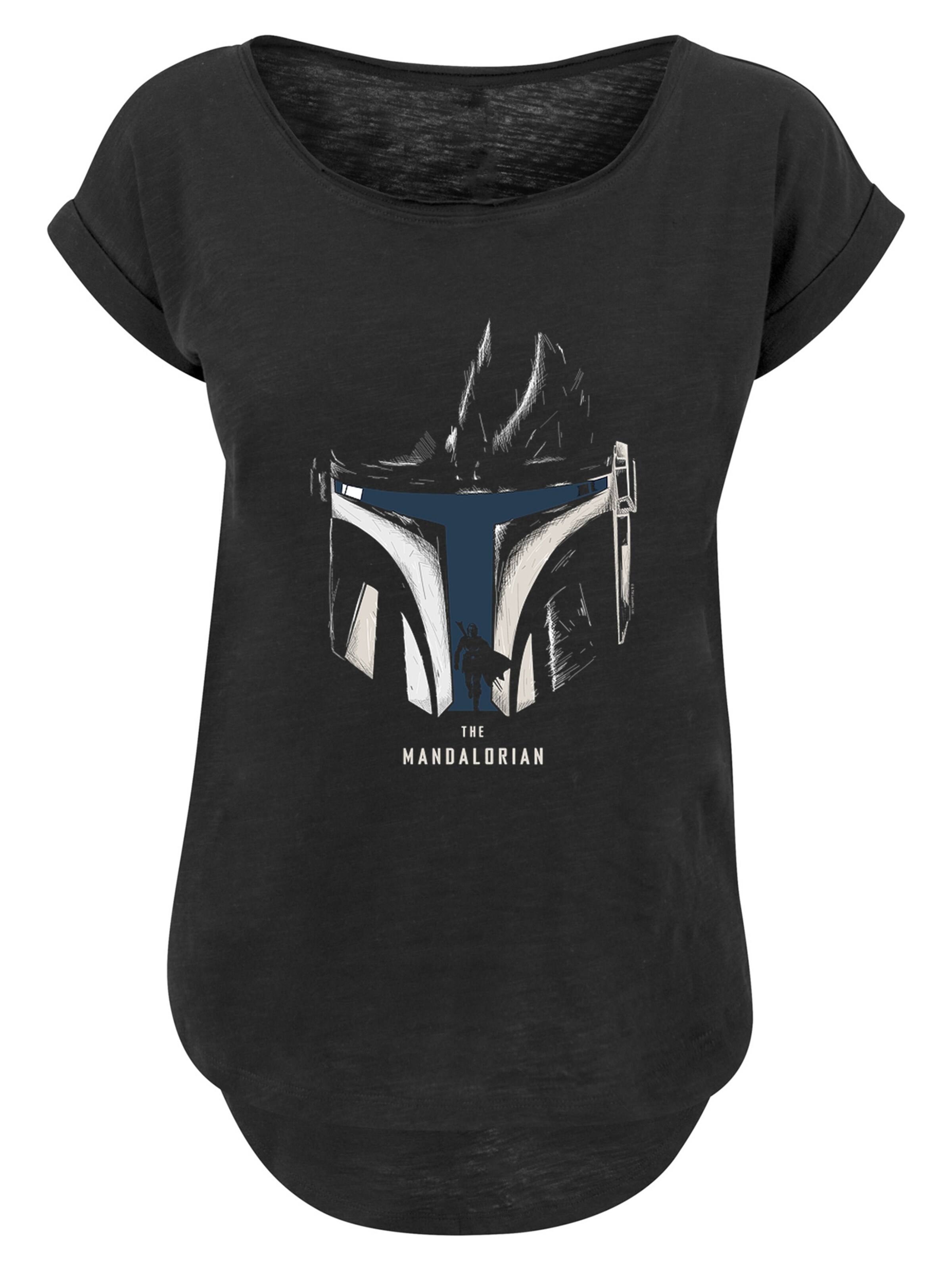 F4NT4STIC Shirt 'Star Wars The Mandalorian Helm Silhouette' in navy / schwarz / weiß, Produktansicht