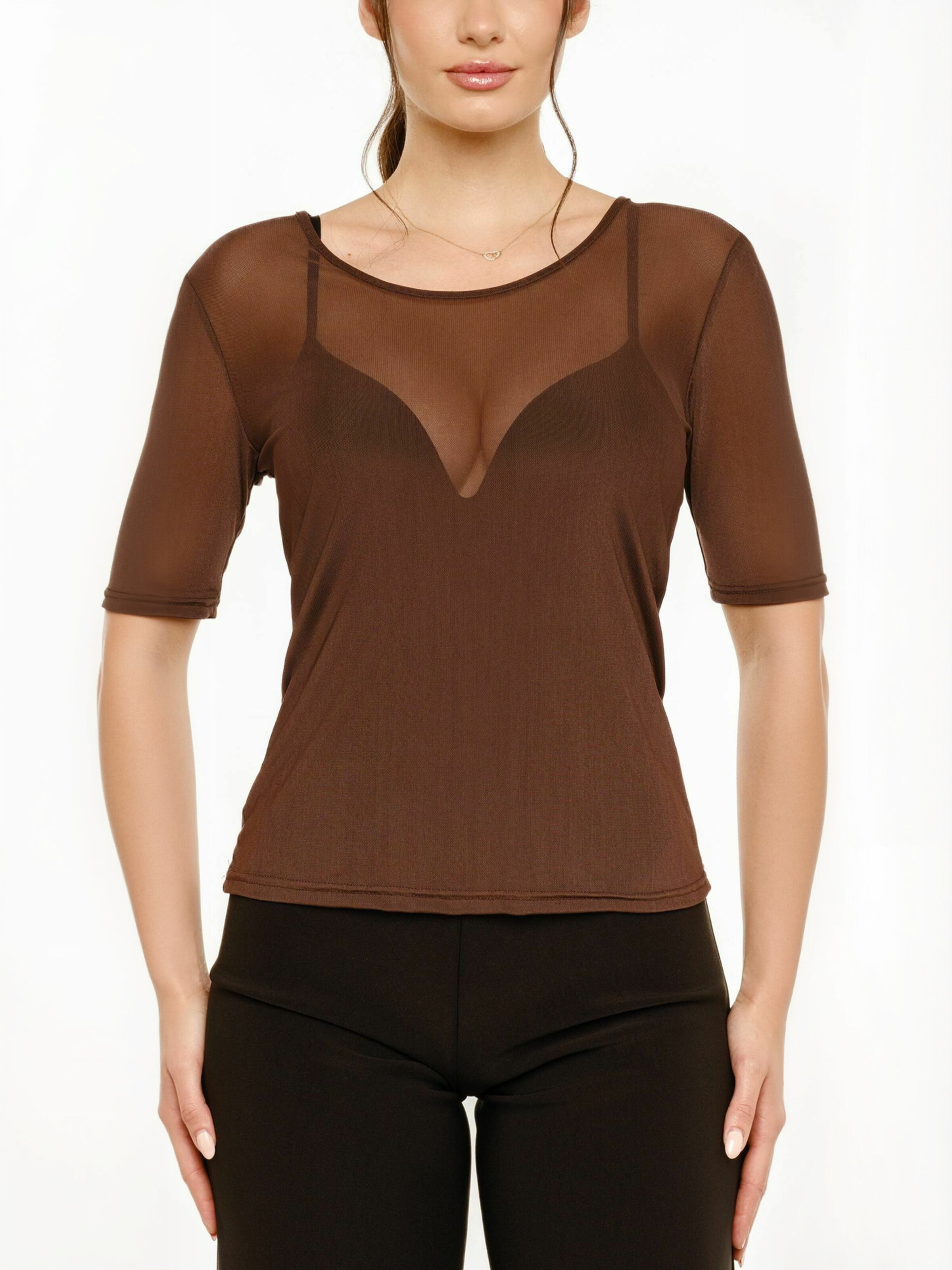 Liberte Essentiel Top ' MESH ' w kolorze brązowy