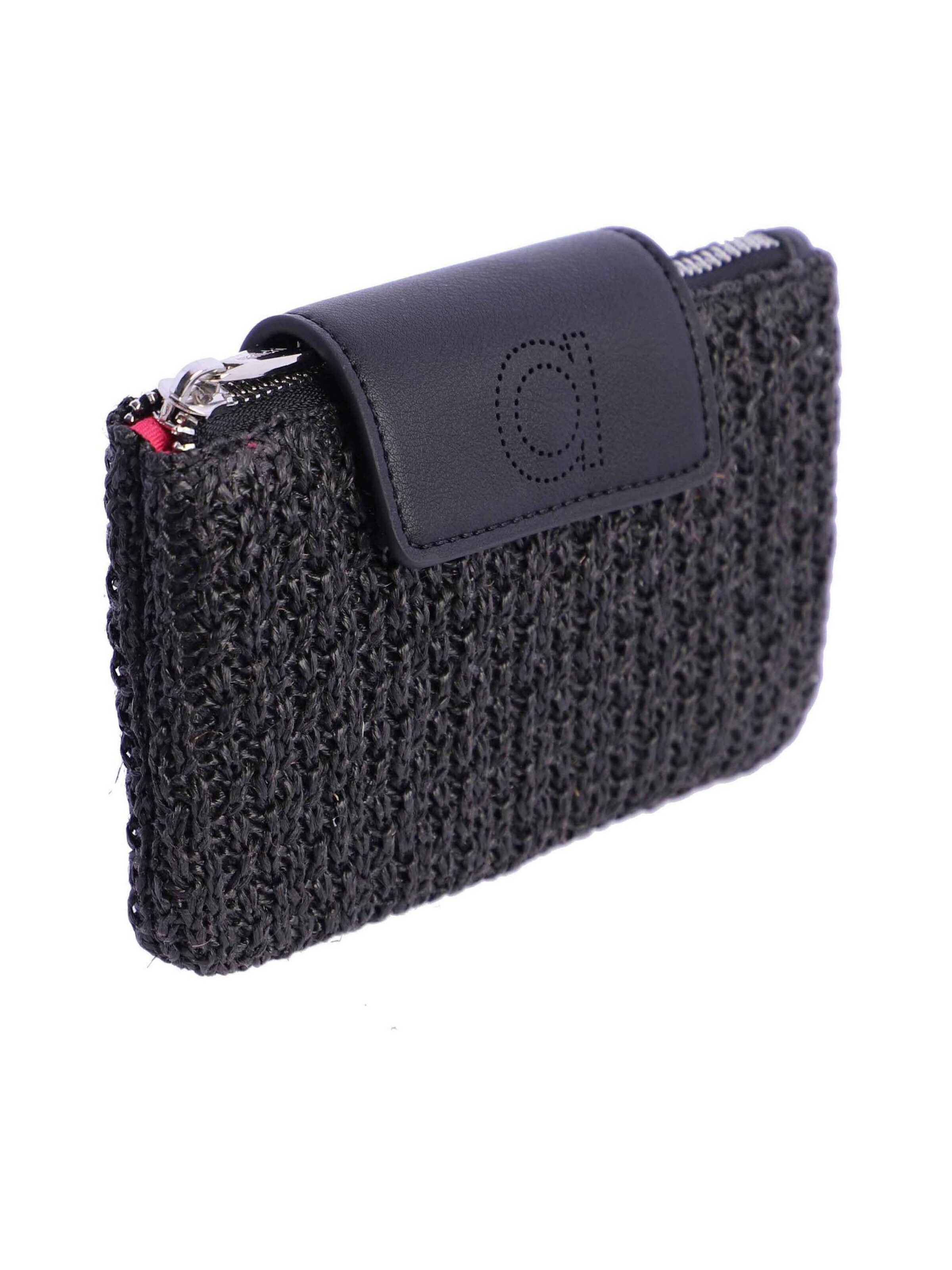 Amichi - Cartera 'Cartera para mujer Sunny de fibras naturales  y cierre de solapa y cremallera' en negro