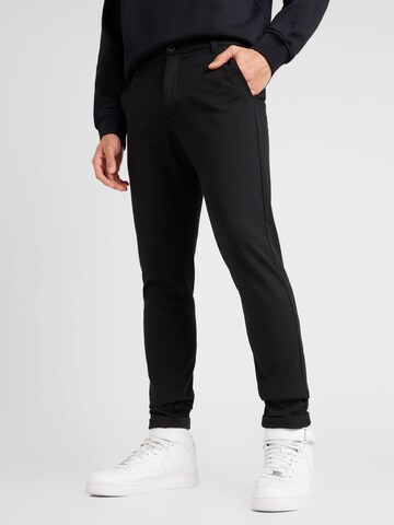 Lindbergh - Slimfit Pantalón chino 'Superflex' en negro: frente