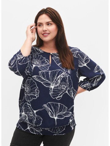 Zizzi Blouse 'BELLA' in Blauw: voorkant