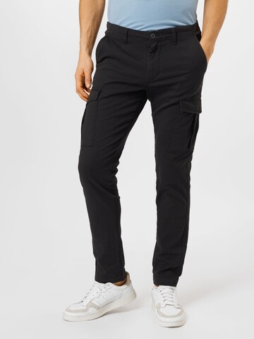 JACK & JONES Slim fit Cargo trousers 'JJIMarco JJJoe' in Black: front