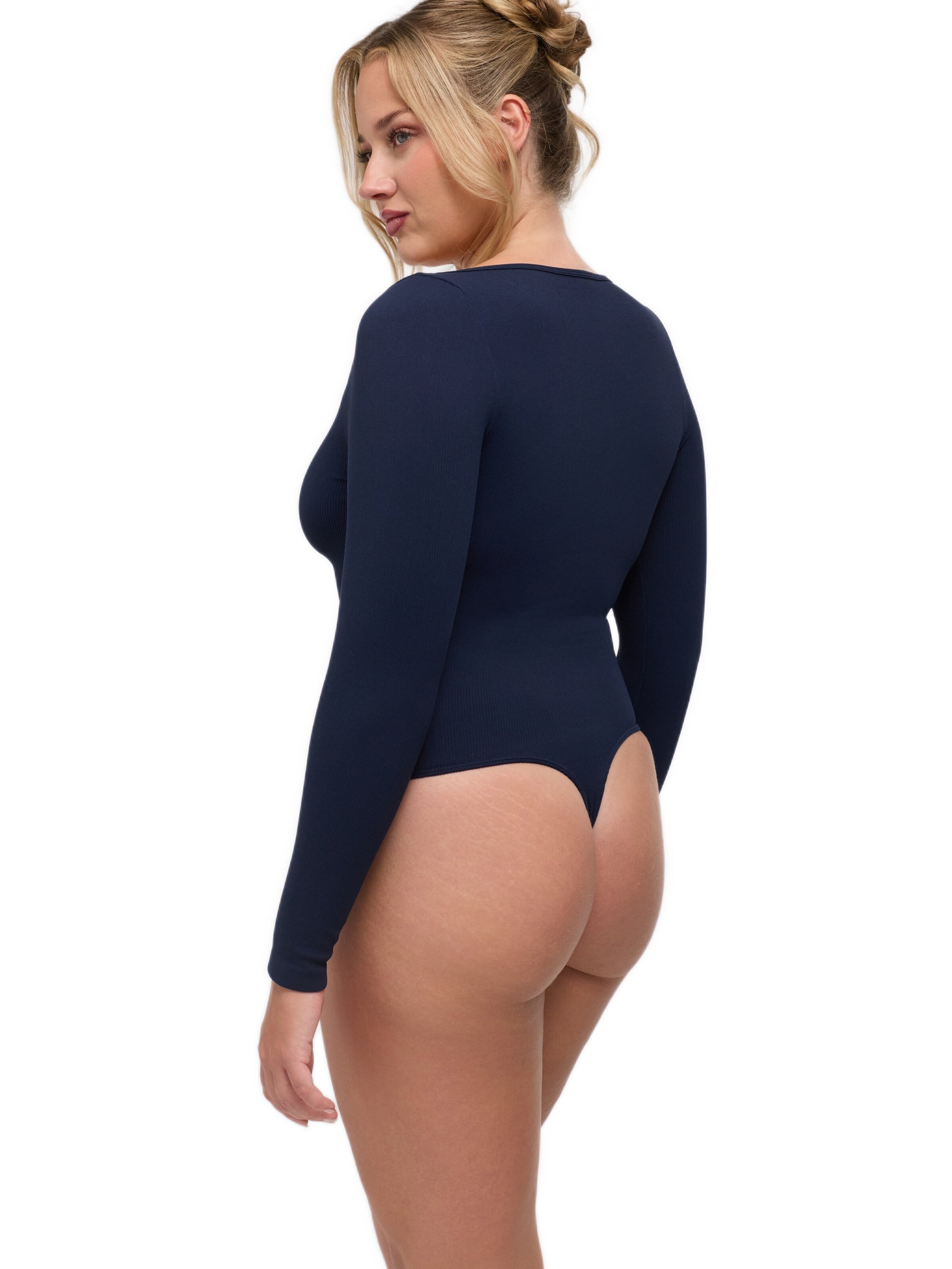 cfab Body 'Ribbed Longsleeve Sculpting Bodysuit with String' - kék