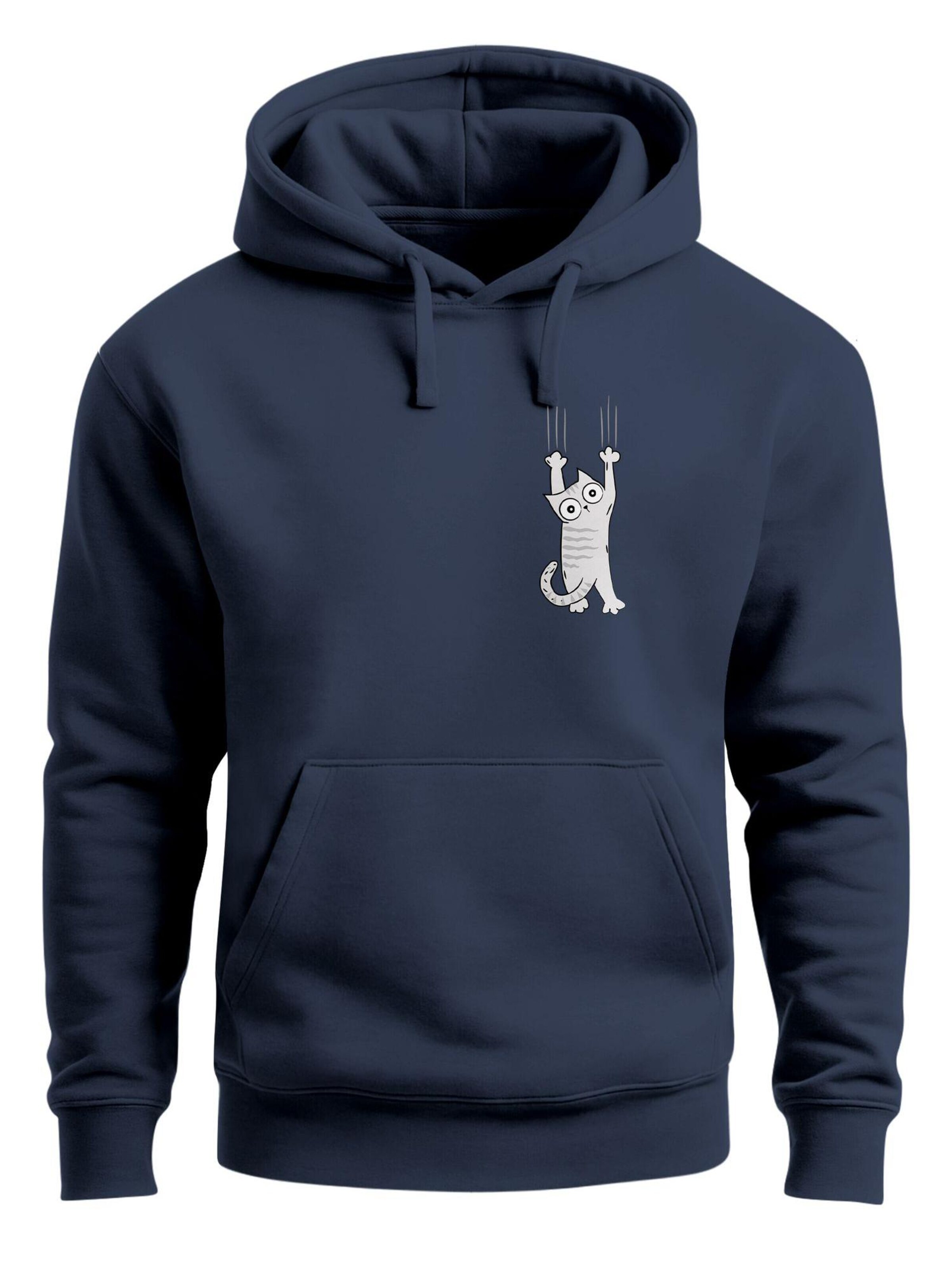 Neverless Sweatshirt 'Katze Rutschend' in Blue: front
