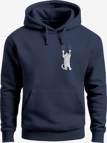 Neverless Sweatshirt 'Katze Rutschend' in Blue: front