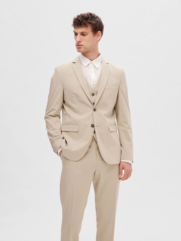 Coupe slim Veste de costume SELECTED HOMME en beige : devant