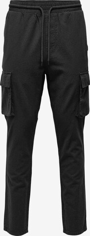 Effilé Pantalon cargo 'LINUS' Only & Sons en noir : devant