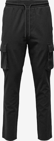 Only & Sons Tapered Cargo trousers 'LINUS' in Black: front