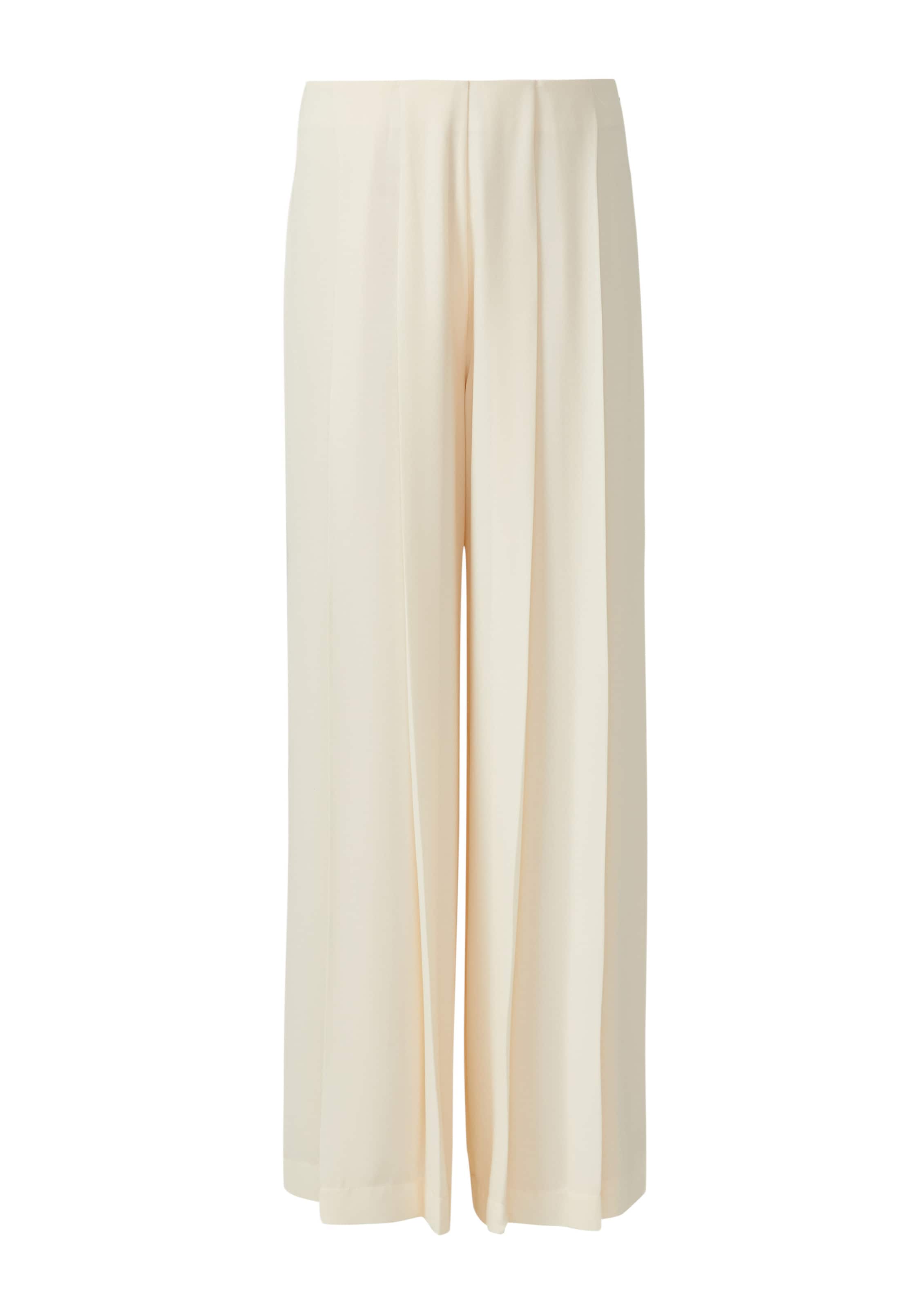 s.Oliver Wide leg Bandplooibroek in Beige: voorkant