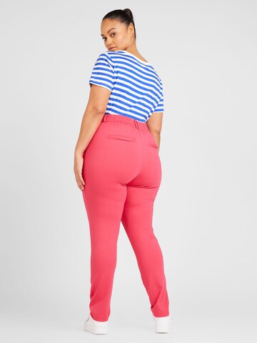 ONLY Carmakoma - Slimfit Pantalón 'GOLD TRASH' en rojo