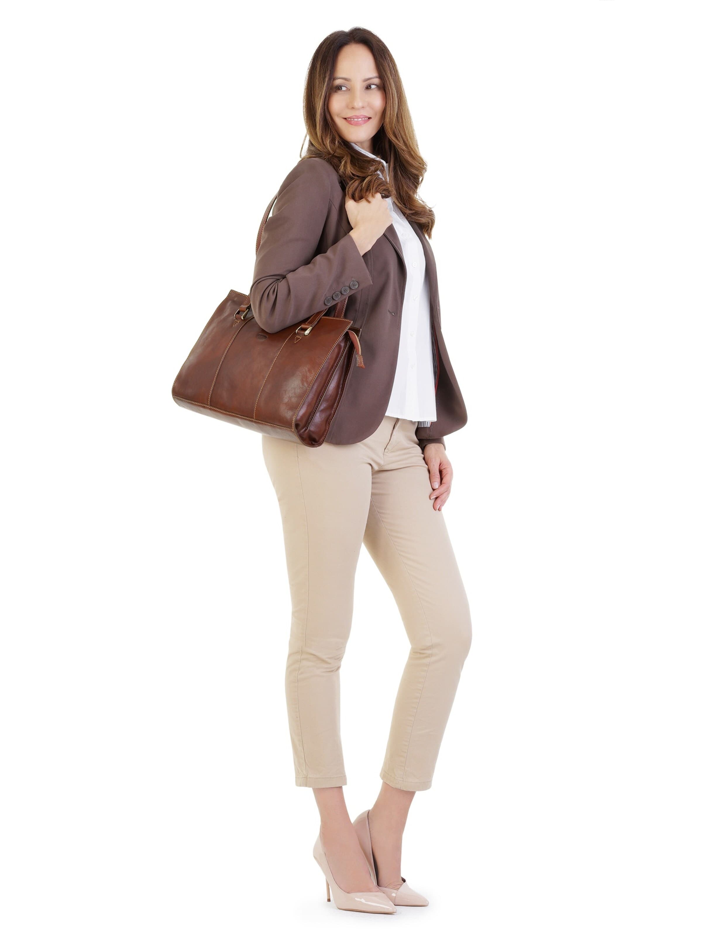 Sac bandoulière piké en marron : devant