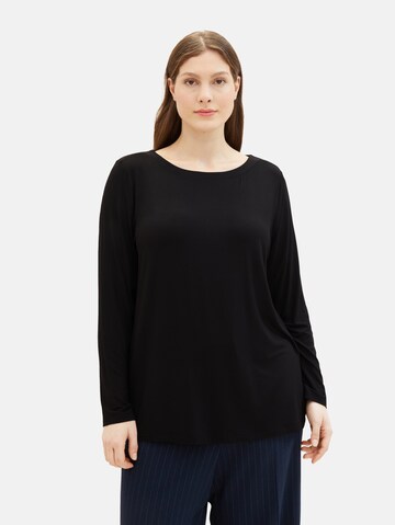 Tom Tailor Women + Shirt in Zwart: voorkant