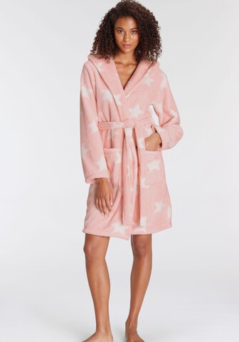 LASCANA Short Bathrobe in Pink: front