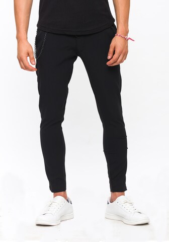 Tom Barron Slimfit Broek in Zwart: voorkant