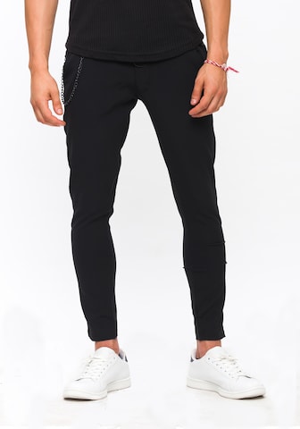 Tom Barron Slim fit Pants in Black: front