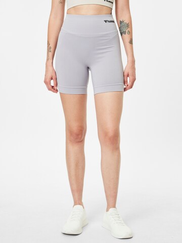 Hummel Skinny Sportbroek in Grijs: voorkant