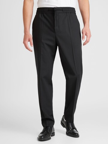 HUGO Slim fit Pleat-Front Pants 'Howard231X' in Black: front