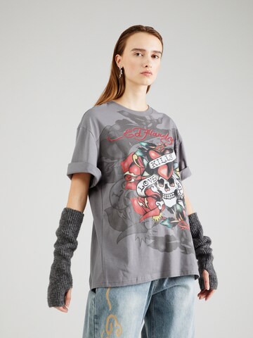 Ed Hardy Póló 'KILLS SLOWLY' - szürke: elől